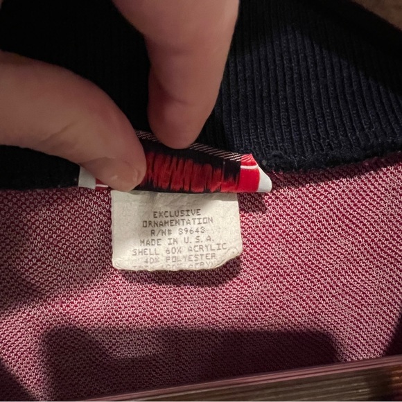 Vintage Raised Geometric Pattern Collared Lightweight Sweater Preppy Collegiate - Picture 5 of 10